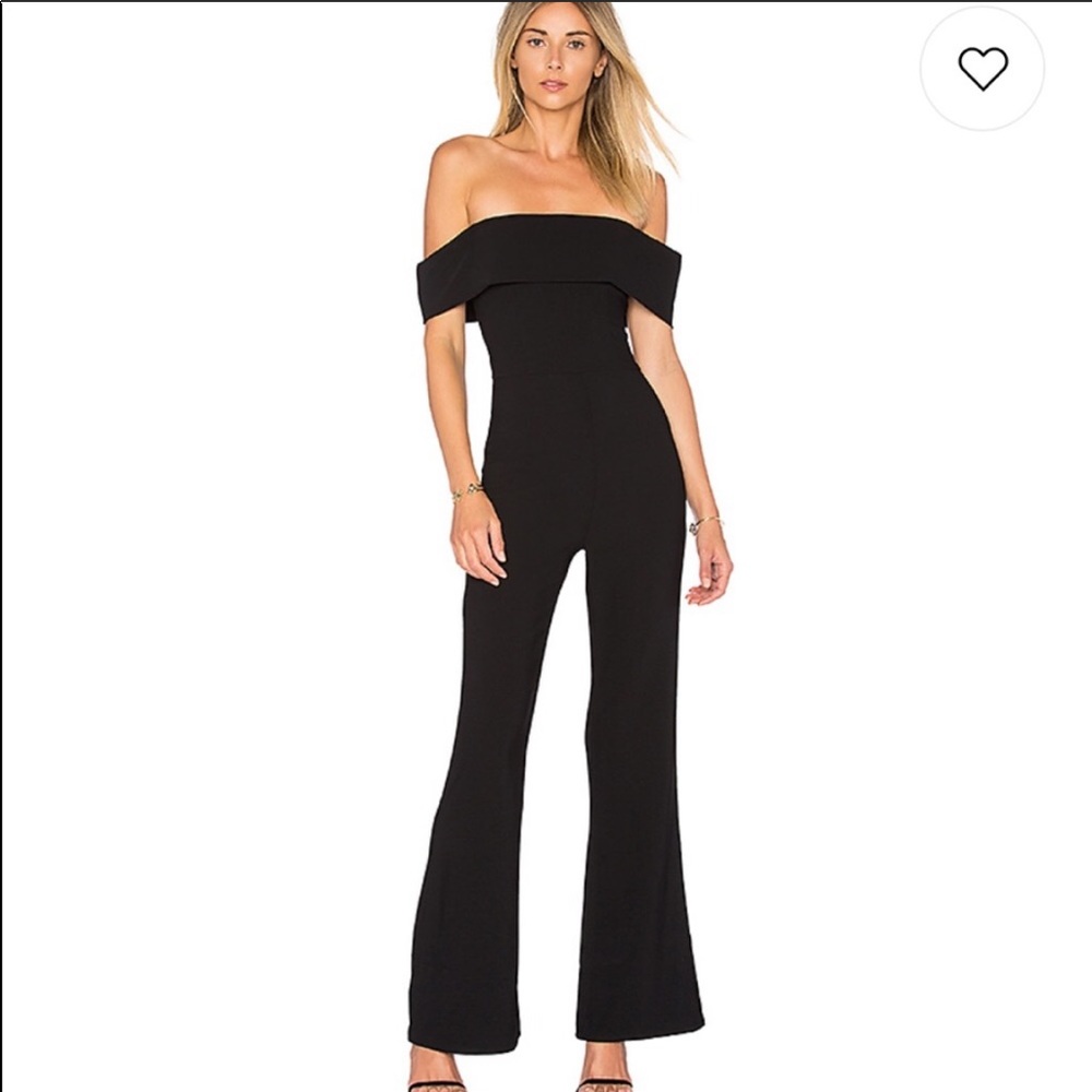 SUPERDOWN AUBREY OFF SHOULDER JUMPSUIT IN BLACK